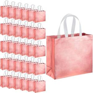 lot 15200 image: Eccliy 60 Pcs Reusable Gift Tote Bags Cna Week Gifts 2025 Grocery Shopping Bag with Handles Thank You for Bridesmaid Wedding(Rose Gold)