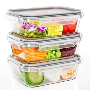 lot 15202 image: TUSEASY 3-Pack 35 oz Borosilicate Glass Food Storage Containers with Lids, Stackable Airtight Glass Meal Prep Containers for Lunch & Leftover, BPA-Free & Leak Proof, for Microwave, Oven, Dishwasher