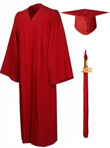 lot 15221 image: GraduationMall Matte Graduation Gown Cap Tassel Set 2025 for High School and Bachelor Red 51(56-58)