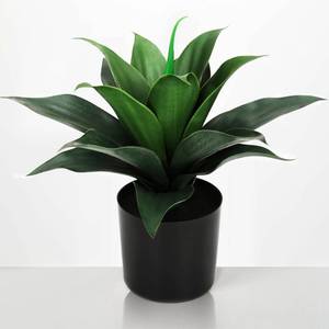 lot 15223 image: JUSTOYOU 14 Large Artificial Succulent Faux Agave Plant in Pot, Fake Potted Desk Plant Realistic Greenery Artificial Plants for Indoor Office Home Decor Bathroom Kitchen Shelf (Dark Green)