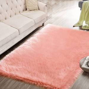 lot 15242 image: ORINOVA Pink Faux Sheepskin Fuzzy Fur Rugs for Bedroom Washable Shaggy Area Rugs for Living Room 3x5 Nursery Rug