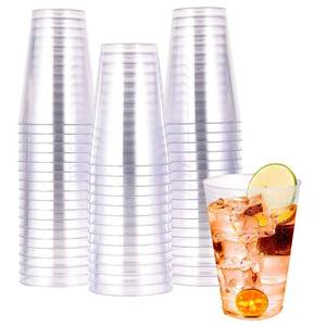 lot 15250 image: JOLLY CHEF 14 oz Clear Plastic Cups, 50 Pack Heavy-duty Party Glasses, Disposable plastic cups for wedding Cocktails Tumblers, Ideal for Halloween, Christmas, and Thanksgiving Parties