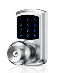 lot 15259 image: Keyless Entry Door Lock with Code, Keypad Door-Lock with Handle, Electronic Touchscreen Door Knob with Keypad for Front Door Garage Bedroom Home, Auto-Lock, Satin Chrome