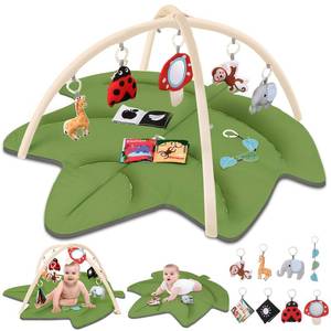 lot 15264 image: Baby Play Gym & Activity Mat, Leaf Shaped Tummy Time Mat with 8 Detachable Toys,Infant Play Mat for Stage-Based Sensory & Motor Skill Development,Christmas for Newborn Boys Girls