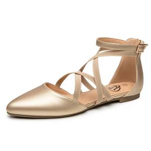 lot 15269 image: Trary Womens Gold Mary Jane Flats, Pointed Toe, Ankle Strap, Size 11 (US), Medium Width