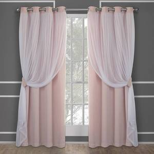 lot 15271 image: TOWN & COUNTRY LUXE Talia Double Layer Indoor Curtains, Sheer and Room Darkening Blackout, Grommet Top, Energy Efficient, 2-Pack Set, 52x96, Rose Blush