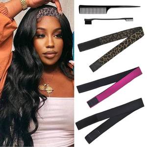 lot 16003 image: AIFIHIYI Elastic Bands Set for Wigs and Lace Frontals - 3 pieces with Rat Tail Comb, Edge Brush, Melting Band for Laying Edges and Keeping in Place