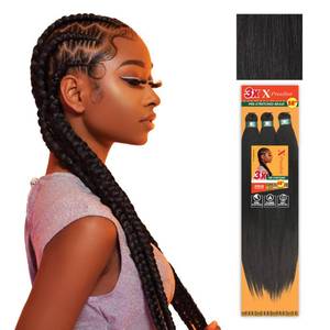 lot 16007 image: Sensationnel X-pression prestretched braiding hair - 3x braid 58 inch all kanekalon flame retardant synthetic braid for box braids and twists (2 pack, 1B OFFBLACK)