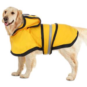 lot 16011 image: Abbylike Yellow Dog Raincoat for Puppies, Small & Medium, Reflective Waterproof Dog Jacket with Leash Hole, for Corgi, Chihuahua(M)