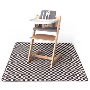 lot 16017 image: Tiny Twinkle Mess-Proof Splat Mats for Under high Chairs or Table Cover Art Projects for Baby and Toddler - Waterproof, Washable Floor or Table Splash mat 51 x 51 (Checkers Black)
