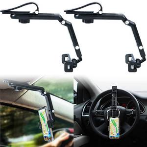 lot 16033 image: XEFINAL 2Pcs Sun Visor Phone Holder,360° Rotatable Rearview Phone Holder, Cell Phone Holder for Car Sun Visor Perfectly for iPhone, Samsung & Other Cellphone, Car Accessories