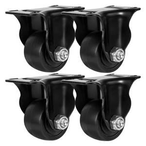 lot 16037 image: FactorDuty 1.5 inch Heavy Duty Polyurethane Caster Wheels Rigid Fixed Non Swivel Industrial Grade Solid Low Profile Smooth and Silent 800LB Capacity Pack of 4