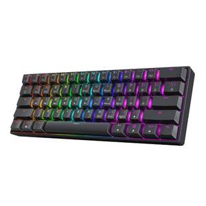 lot 16046 image: HK GAMING GK61 60% v3  Hotswap Mechanical Gaming Keyboard  61 Keys Multi Color RGB LED Backlit for PCMac Gamer  US Layout (Black, Mechanical Red)
