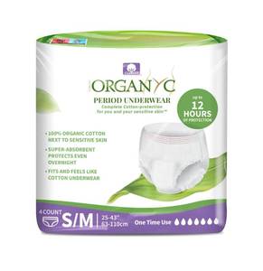 lot 16049 image: Organyc - Certified Organic Cotton Disposable Period Underwear for Sensitive Skin, Super Absorbent for Women, All-Day or Overnight, SM, 4 Count