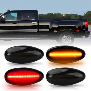 lot 16062 image: Bestview LED Dually Side Marker Lights for 2001-2014 Chevy Silverado GMC Sierra 2500 3500 Amber Red Dual Rear Wheel Bed Marker Lamps,Smoked Len (Pack of 4)
