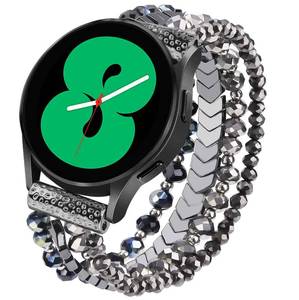lot 16390 image: VISOOM Beaded Boho Bracelet Compatible for Samsung Galaxy Watch 7654 4044mm BandsActive 2 Watch 4 Classic 42mm Band Women, 20mm Handmade Cute Elastic Crystal Beads Bracelet for Galaxy Watch 5 pro