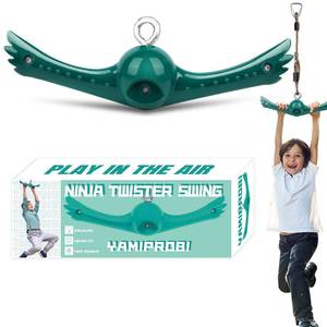 lot 16393 image: YAMIPROBI Swing Spins Set 360° Handle Twist-Spin Flips Toy - Slackline Attachments Activate Play Powers - Accessories for Kids Playground and Backyard Fun, Green
