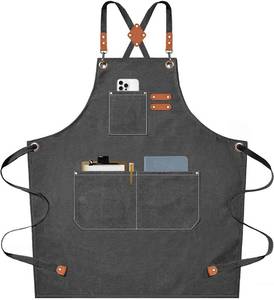 lot 16400 image: AFUN Chef Aprons for Men Women with Large Pockets, Cotton Canvas Cross Back Heavy Duty Adjustable Work Apron, Size M to XXL(Grey)