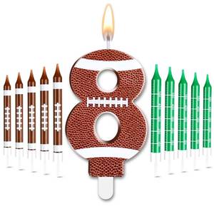 lot 16409 image: Photect 11 PCS Football Birthday Candles Number 5-9 Candle Sports Cake Topper Decor Football Themed Birthday Cake Decorations for Boys Girls Kids Party Supplies(Number 8)