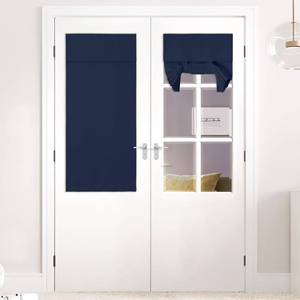 lot 16415 image: NICETOWN Door Window Curtains for Blinds, Blackout French Curtains Privacy Front Door Blind for Glass, Thermal Insulated Tie Up Shades Window Covering, Navy, 1 Panel, W26 x 50L