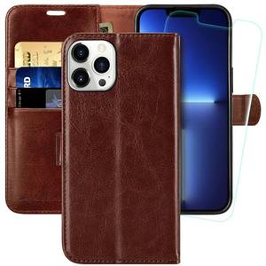 lot 16421 image: MONASAY Wallet Case Compatible for iPhone 13 Pro 5G, 6.1-inchGlass Screen Protector IncludedRFID Blocking Flip Folio Leather Cell Phone Cover with Credit Card Holder, Brown