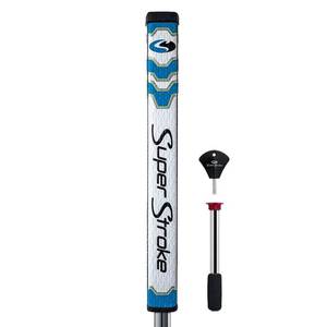 lot 16426 image: SuperStroke CounterCore Pistol GT�� Golf Putter Grip, WhiteBlue (Pistol GT�� 1.0)  Consistent and Reliable Putting Stroke  Reduces Face Angle Rotation  Adjustable Weight System