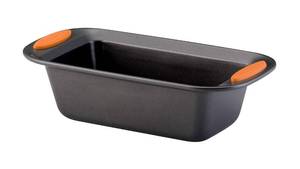 lot 16468 image: Rachael Ray Yum-o Bakeware Oven Lovin Nonstick Loaf Pan, 9-Inch by 5-Inch Steel Pan, Gray with Orange Handles