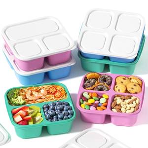 lot 16475 image: 6 Pcs Snack Box Container Set, Reusable 3&4 Compartment Meal Prep Snack Containers for Adults Kids Toddler, BPA-Free Divided Lunchable Container for School, Work and Travel