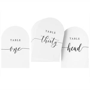 lot 16476 image: Crisky Arch Design Table Number Cards for Wedding, Anniversary, Birthday, Bridal Shower Party. Black Double-Sided Design 4 x 6 Inch Number One - Thirty & Head Table.