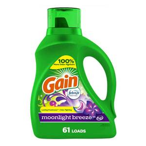 lot 16481 image: Gain  Aroma Boost Liquid Laundry Detergent, Moonlight Breeze Scent, 61 Loads, 88 fl oz, HE Compatible