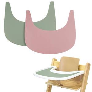 lot 16498 image: 2 Pieces High Chair Placemat Silicone, Clean and Hygienic, Suitable for Tripp Trapp High Chair Tray (GreenPink)