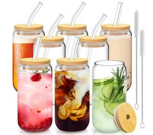 lot 5906 image: Sentvend. Can Shaped Glass Cup Set 16oz 8-Piece