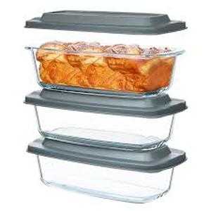 lot 11804 image: MCIRCO Glass Loaf Pan Set with Lids 3-Pack
