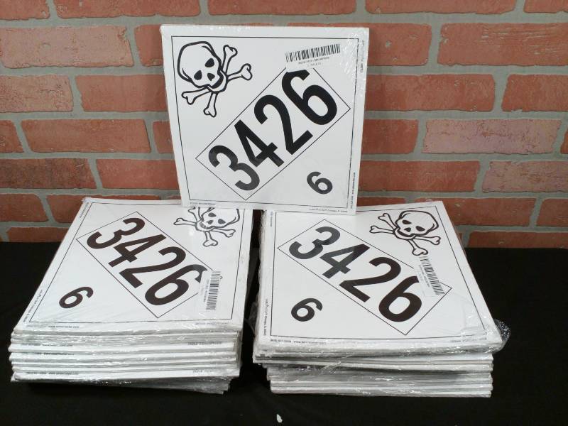 lot 8 image: Label Master Toxic Hazmat Placard EZ Removable Vinyl 3426