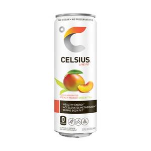 lot 336 image: CELSIUS Green Tea Peach Mango Functional Essential Energy Drink 12 fl oz (Pack of 12)