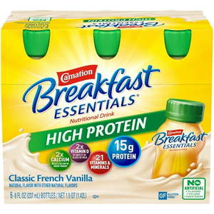 lot 337 image: Carnation Breakfast Essentials High Protein Ready to Drink Nutritional Breakfast Drink Classic French Vanilla 24 Count (4 - 6 Packs)