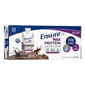 lot 177 image: Ensure Max Protein Nutrition Shake Milk Chocolate 11 fl oz 12 Count