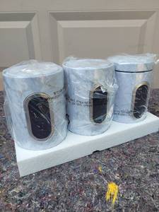 lot 197 image: Set of 3 White Storage Canisters with Display Windows - New in Plastic