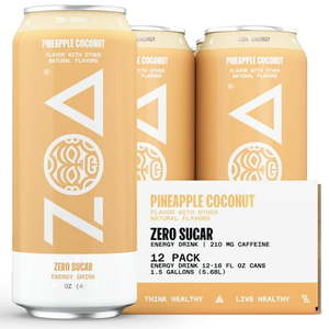 lot 198 image: ZOA Zero Sugar Energy Drink Pineapple Coconut 16oz (12-Pack)