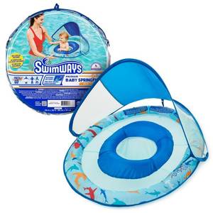 lot 213 image: SwimWays Baby Spring Float Sun Protection Canopy Unisex Infant Pool Float Blue Shark