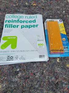lot 220 image: 2 Pcks of Reinforced Filler Paper and 24 Count #2Pencils