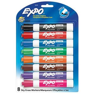 lot 105 image: Expo Low Odor Dry Erase Markers Chisel Tip Assorted Colors 8 Count