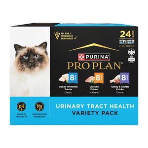 lot 151 image: Purina Pro Plan Urinary Tract Health Variety Pack Wet Cat Food 3 oz Cans 24 Pack