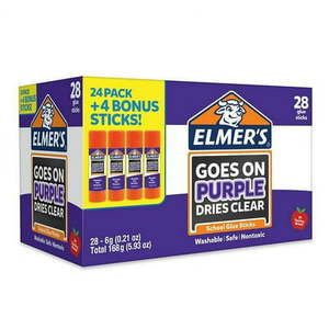lot 152 image: Elmer s 28pk Washable School Glue Sticks - Disappearing Purple