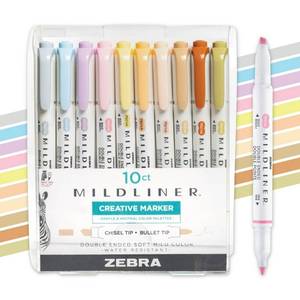 lot 153 image: Zebra 10ct Highlighters Midliner Double Ended Multicolored Art & Stationery Markers, 0.4mm Point, Ages 13