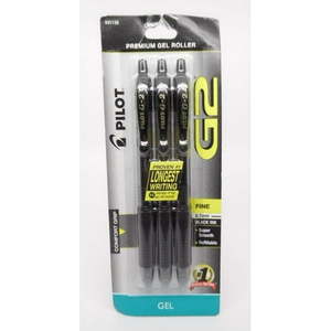 lot 154 image: Pilot G2 Premium Gel Roller Pen Comfort Grip - Fine 0.7mm - Black - 3ct