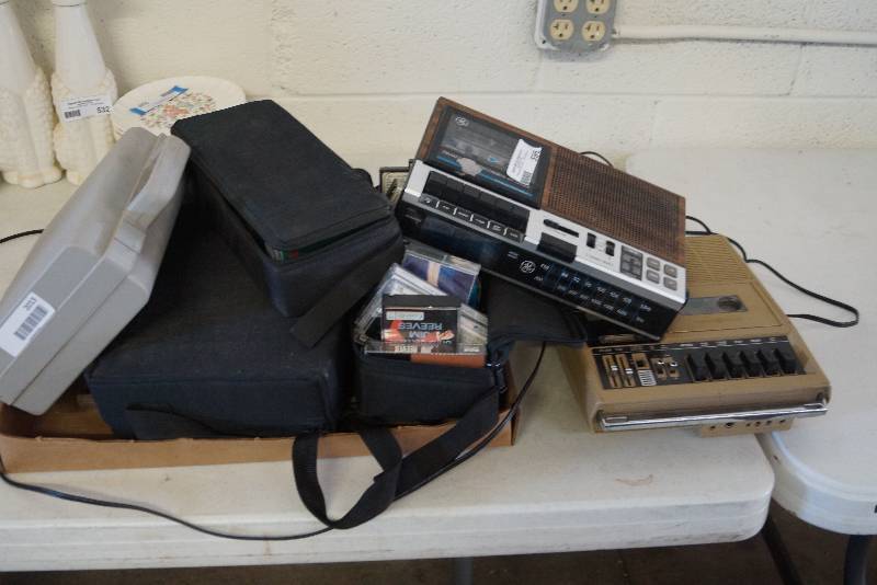 lot 596 image: Cassette Lot-  Clock Radio and Tons of Tapes