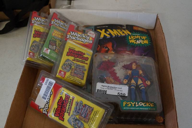 lot 550 image: New Sealed Wacky Packages and X-Man Figure