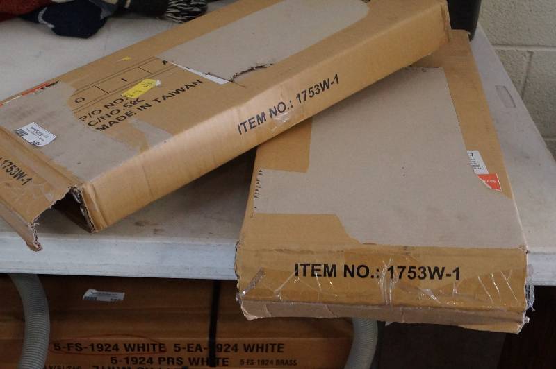lot 568 image: Organize It All 1753W-1 Two-Tier Shelf with Towel Bars
