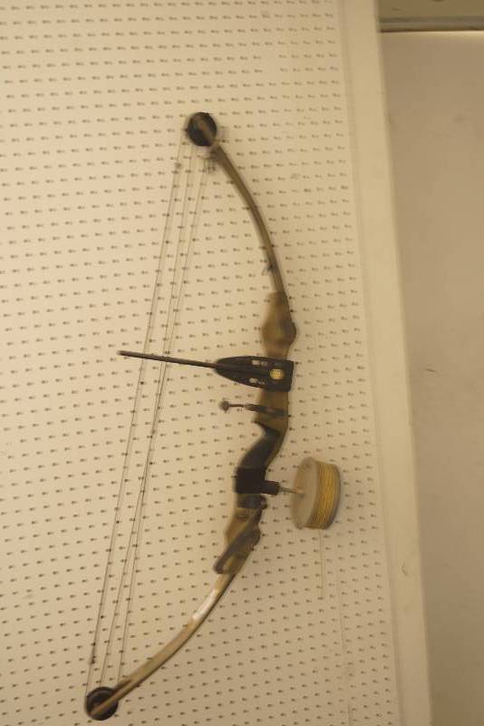 Bear Compound Bow With Bowfishing Reel, Firearms-Computers-Sewing Machine- Vintage- Compound Bows- China-Antique- New Retail- Window Blinds